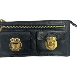 Marc Jacobs Black Quilted Wallet with Gold Accents